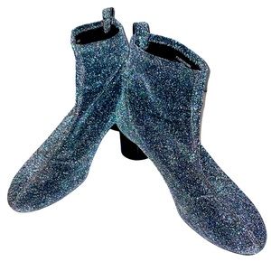 Glitter sock boots round heel ZARA party shoe 10